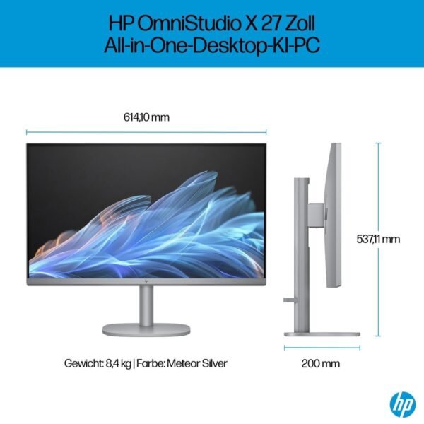 HP OmniStudio X 27-cs0770ng, All in One PC mit 27 Zoll Display, Intel® Core™ Ultra 7 Prozessor, 32 GB RAM, 1000 GB SSD, Silber