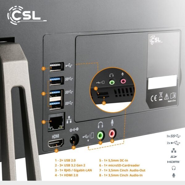 CSL Unity F27B-ALS, All-in-One-PC mit 27 Zoll Display, 16 GB RAM, 2000 GB SSD, Schwarz