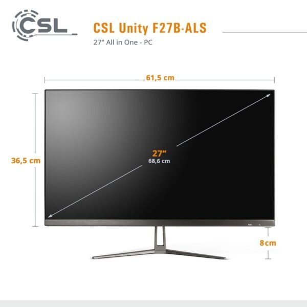 CSL Unity F27B-ALS, All-in-One-PC mit 27 Zoll Display, 16 GB RAM, 512 GB SSD, Schwarz