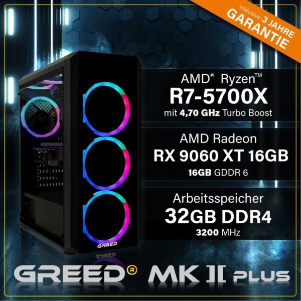 4742024632824_3.jpg GREED MK2 Plus AMD – 4K, Gaming PC mit AMD Ryzen™ 7 7 5700X Prozessor, 32 GB RAM, 1 TB SSD, AMD Radeon™ RX 9060 XT, Windows 11 Pro